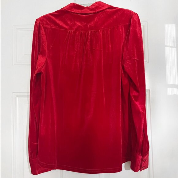 ModCloth Be Buzzworthy Velvet Button-Up Top - Picture 7 of 9